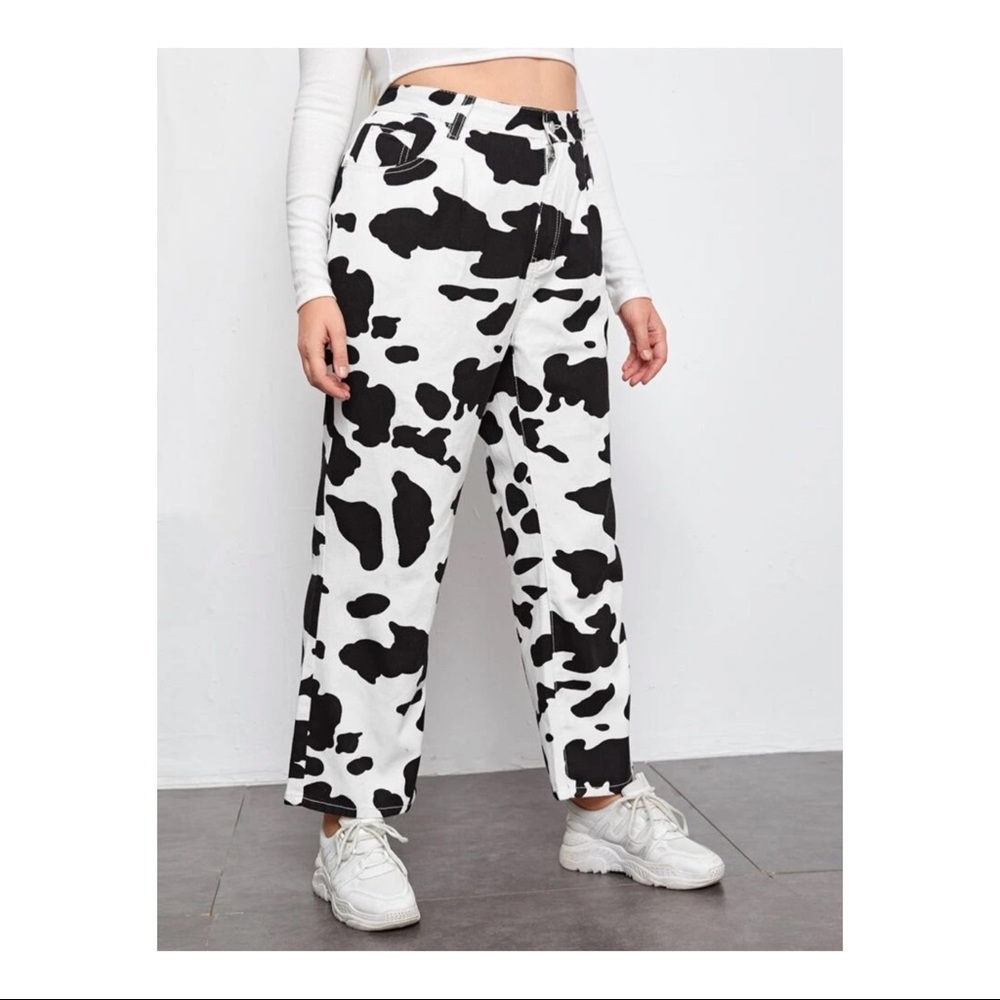 SHEIN | High Waisted Cow Print Jeans